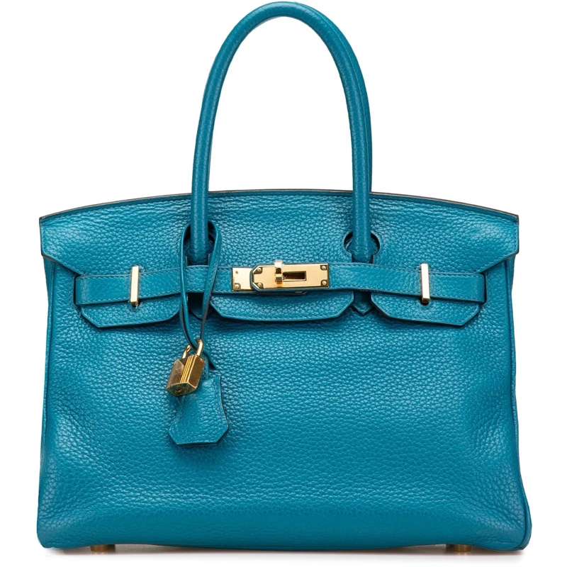 Hermès Tote Clemence Birkin Retourne 30 blau
