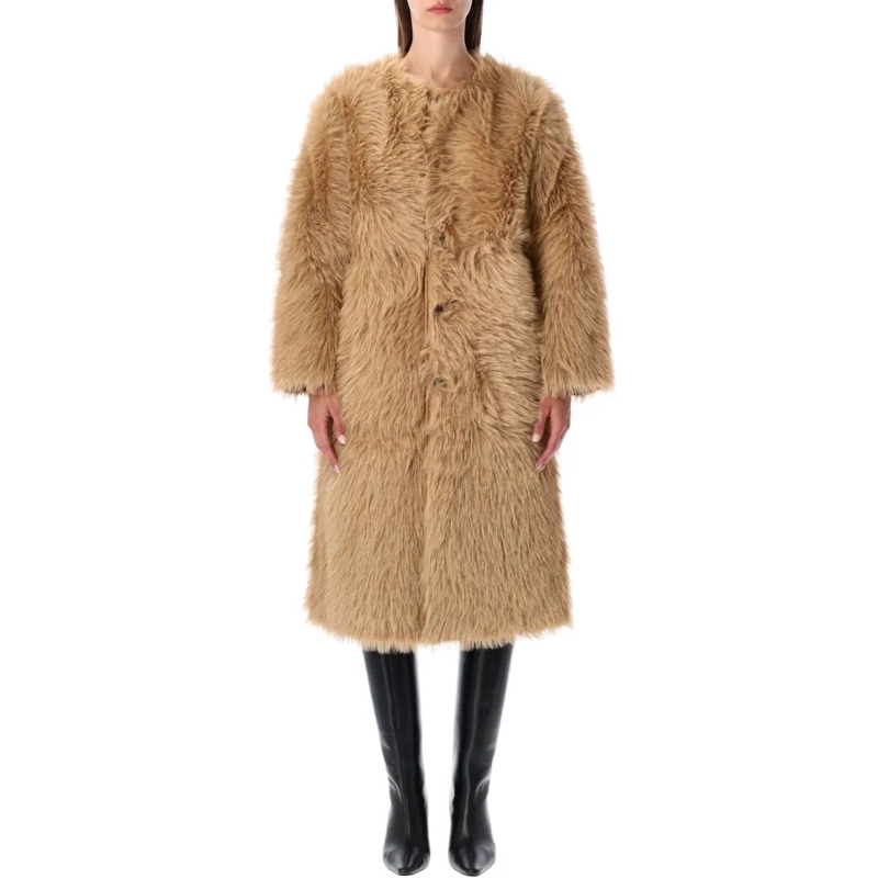 Urbancode  Faux Fur Coat With Suede Interior Brown