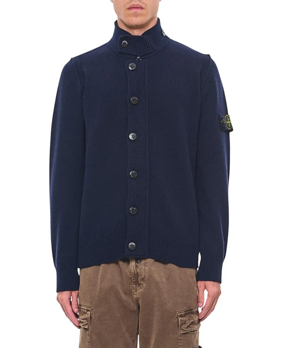 Stone Island - Blue Button Down Cardigan - Größe M - blau