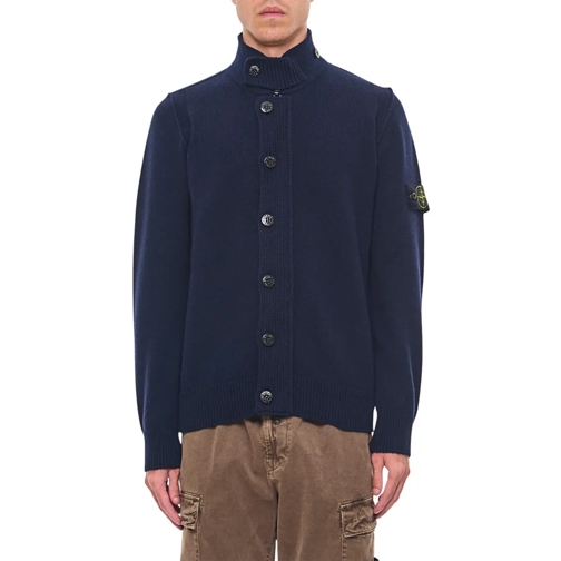 Stone Island Blue Button Down Cardigan Blue Cardigan