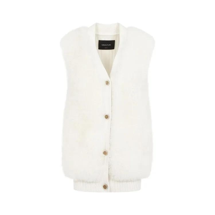 Fabiana Filippi - White Shearling Gilet - Größe 38 - weiß