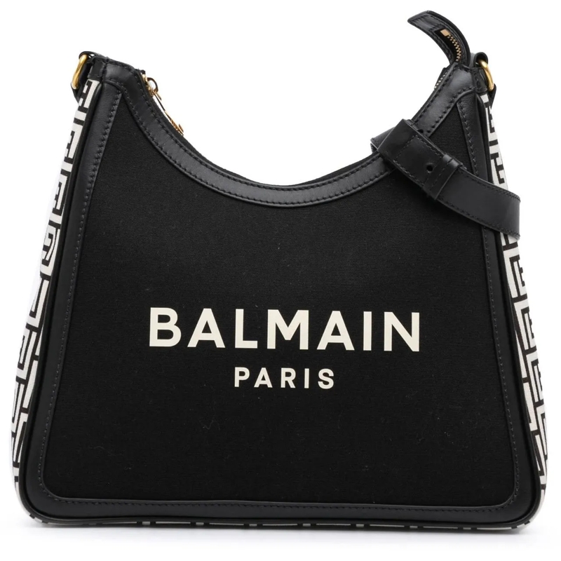 Balmain Schultertasche Canvas B-Army 26 Shoulder Bag schwarz