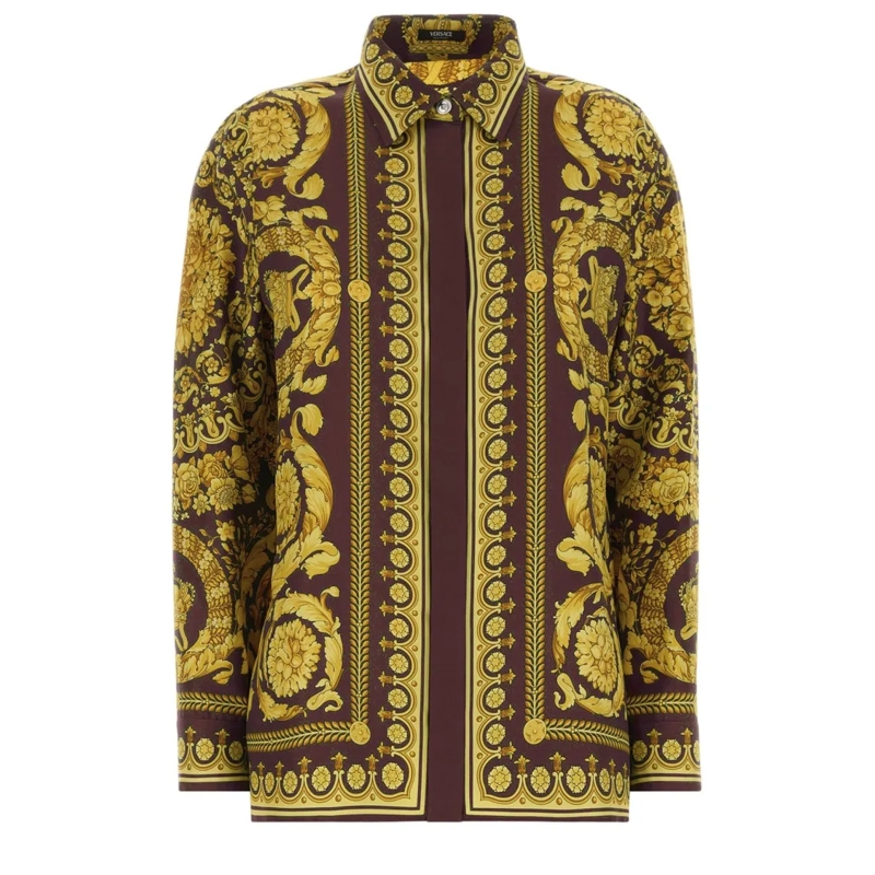 Versace Hemd Silk Baroque Shirt Brown