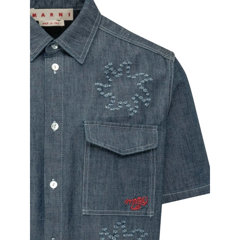 Marni Haut décontracté Camicia Denim con Tasche Applicate e Ricami blau(Image 3)