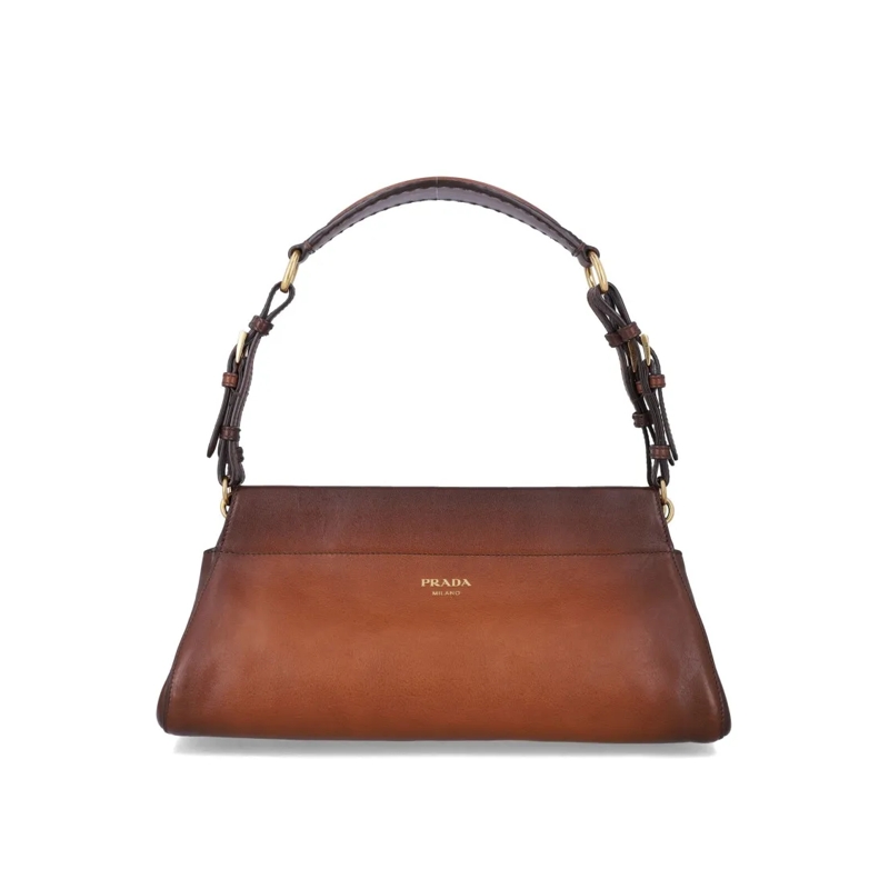 Prada Sac à bandoulière Two-Tone Enchaîné Medium Leather Shoulder Bag Brown