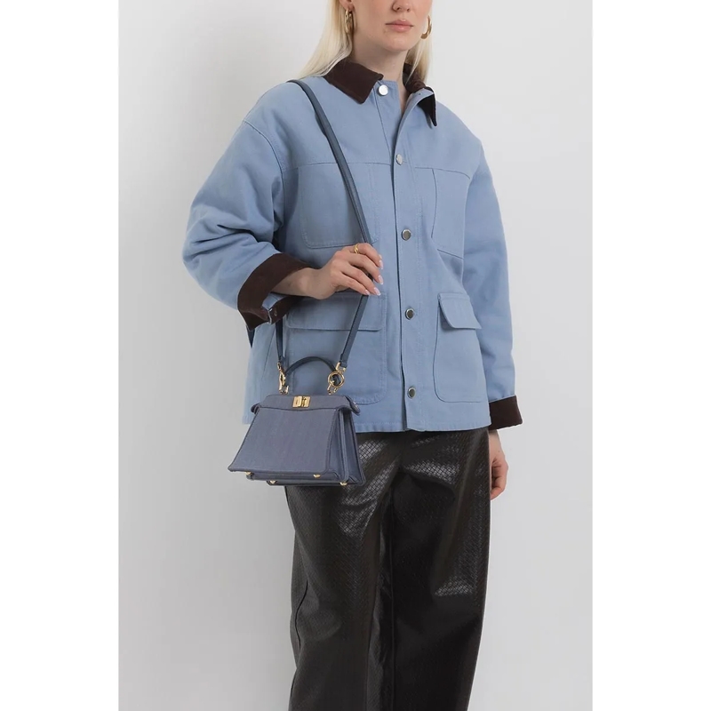 Fendi Satchel Tote Bag Peekaboo Denim Mirtos(Image 2)