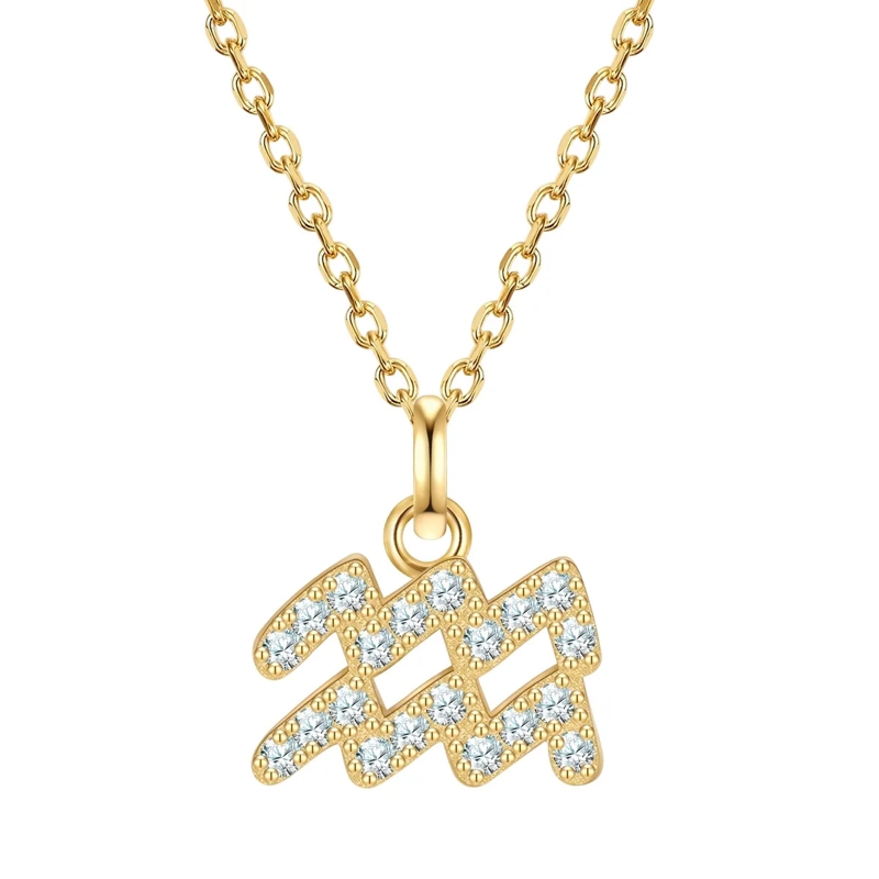 Glanzstücke München Mittellange Halskette Sterling Silber Halskette Zirkonia Sternzeichen Wa gold