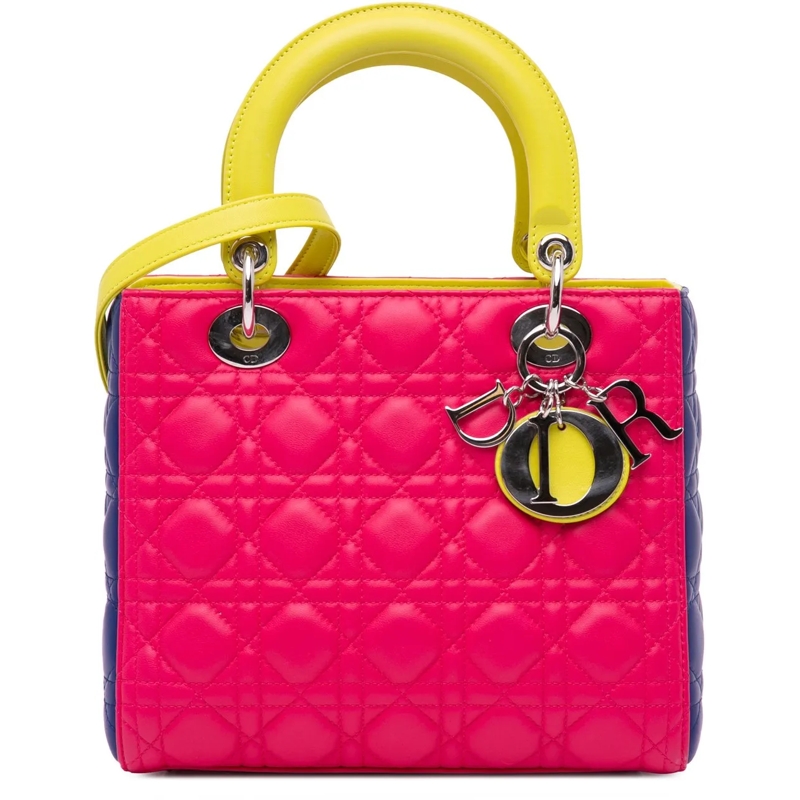Christian Dior Schultertasche Medium Tricolor Lambskin Cannage Lady Dior rose