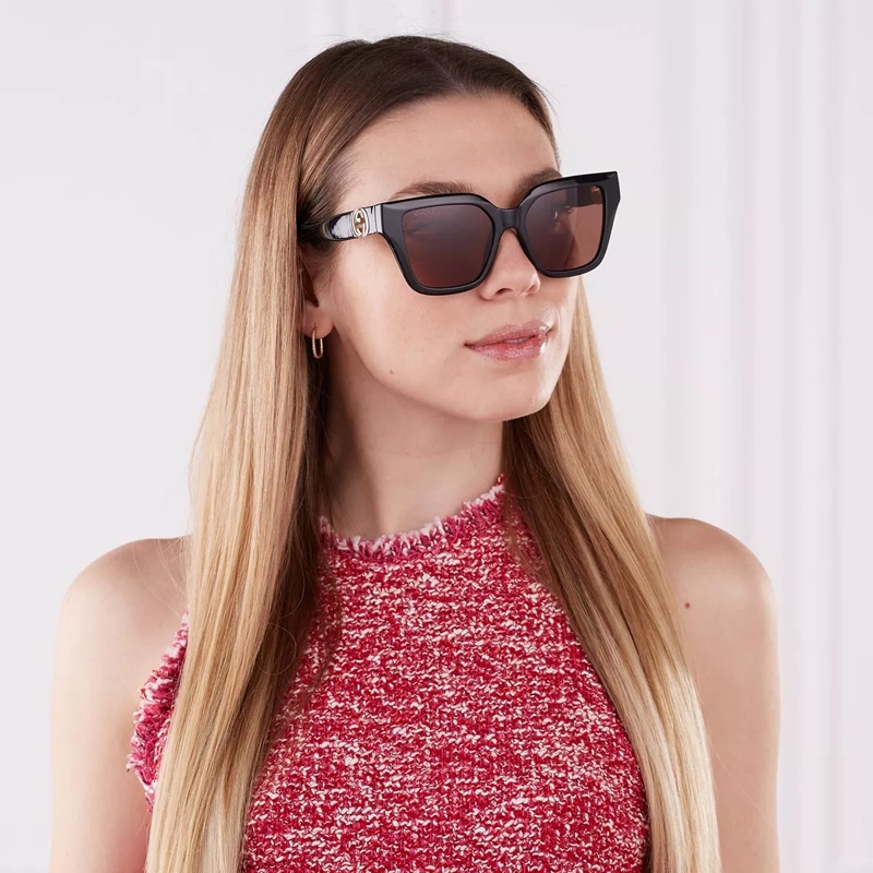 Gucci Sonnenbrille GG1023S-005 54 Sunglass Woman Injection Black-Black-Brown(Image 2)