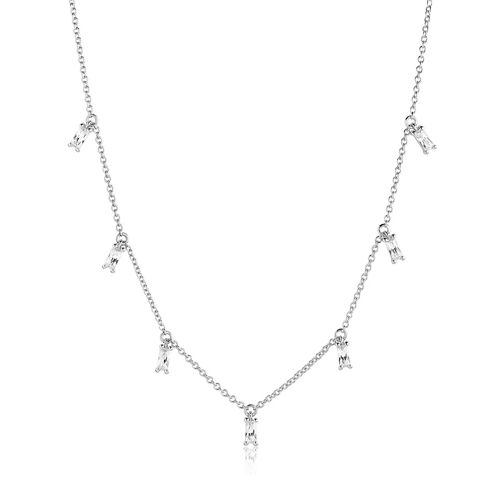 Sif Jakobs Jewellery Princess Baguette Necklace Silver Collier moyen
