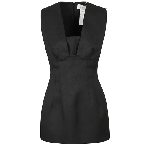 Max Mara Blusen Yarn-Dyed Technical Twill Top With Square Neckline Black