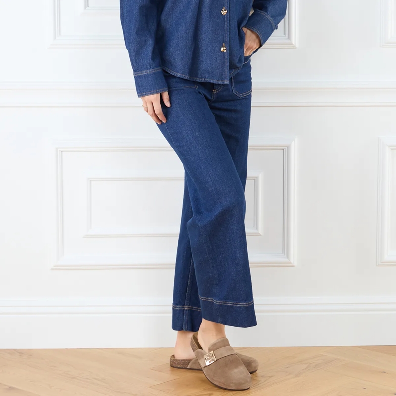 Tory Burch Mules Mellow Mule River Rock/Gold(Image 4)