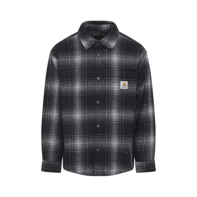 Carhartt Wip Chemise Plaid Wool Blend Button-Up Shirt With Classic Deta Grey