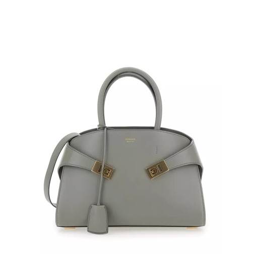 Salvatore Ferragamo Hug M' Grey Handbag With Logo And Gancini Buckle I Grey Crossbody Bag