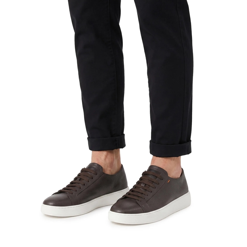 Santoni Schnürschuhe Sneaker aus Leder braun(Image 6)