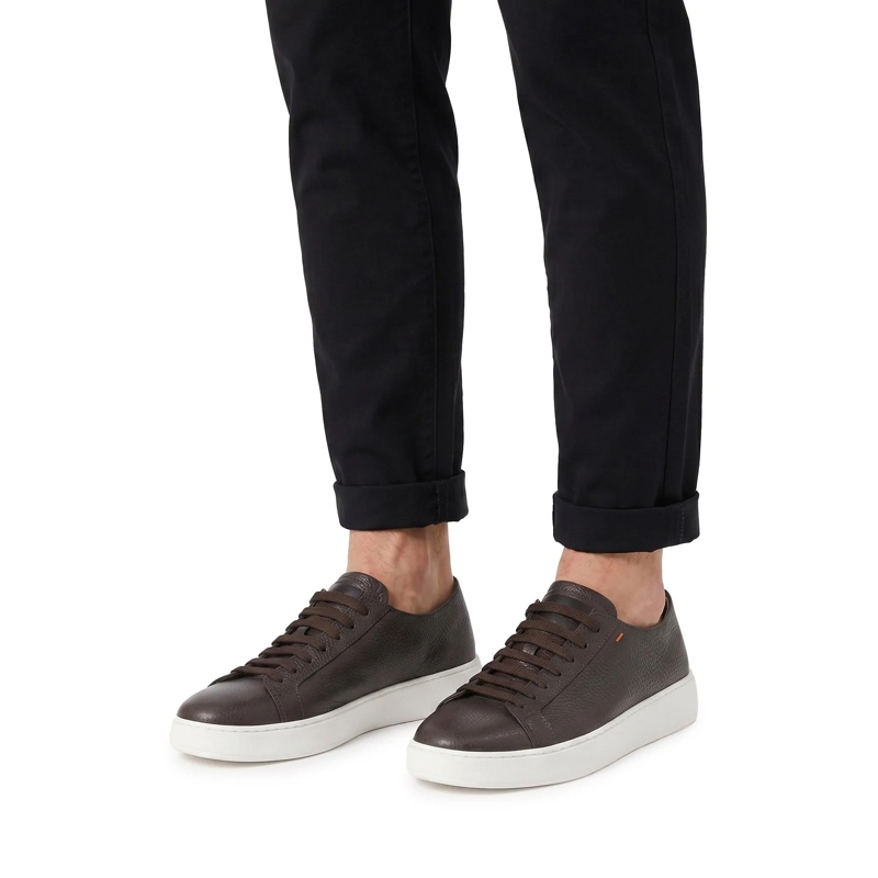 Santoni Schnürschuhe Sneaker aus Leder braun(Image 4)