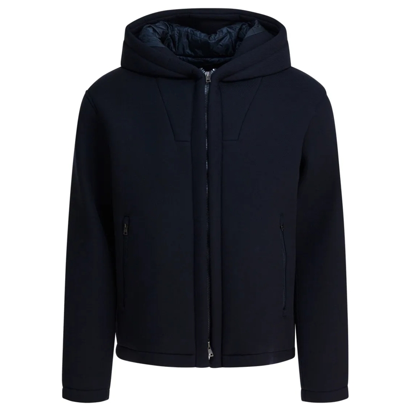 Herno  Short Structured Jacket With Padded Hood Black