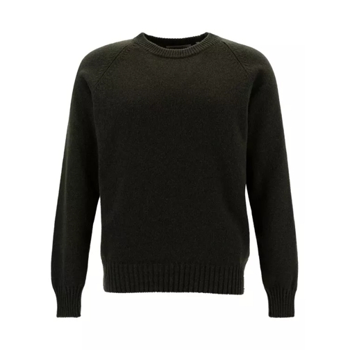 La Fileria Green Crewneck Sweater With Ribbed Trims In Cashme Green 