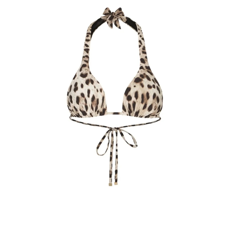 Dolce&Gabbana  Leopard Print Halter Neck Bikini With Adjustable T Neutrals