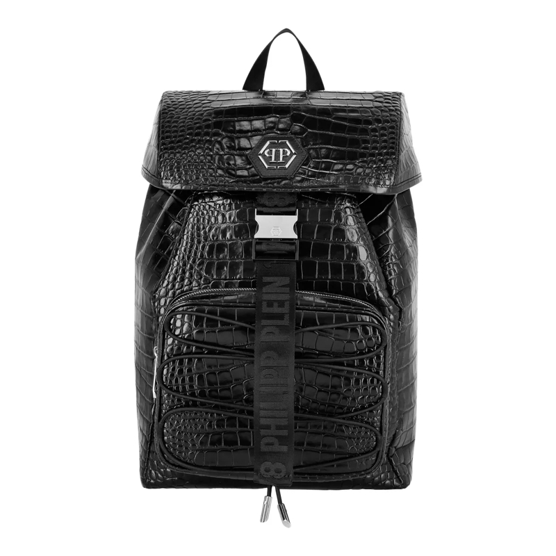 Philipp Plein Rucksack Rucksack Monogram Crocco Print schwarz