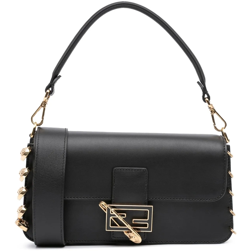 Fendi Sac à bandoulière Versace Vitello Seta Fendace Brooch Baguette Satch schwarz