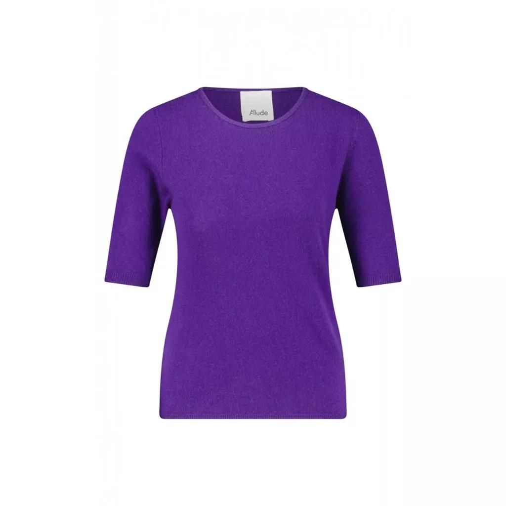 Allude - Kurzarmpullover aus Schurwoll-Kaschmir-Mix - Größe L - purple