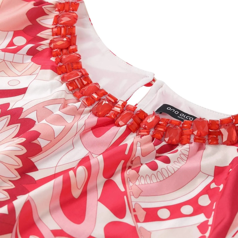 Ana Alcazar Top Satin-Top mit Muster und Schmucksteinen rot(Image 3)
