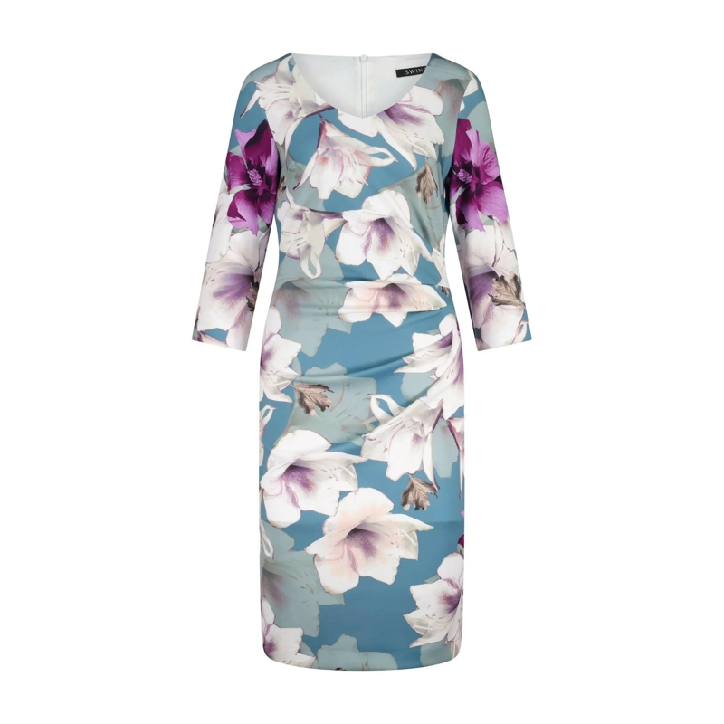 SWING Mini-jurk Cocktailkleid im floralem Design blau(Image 3)