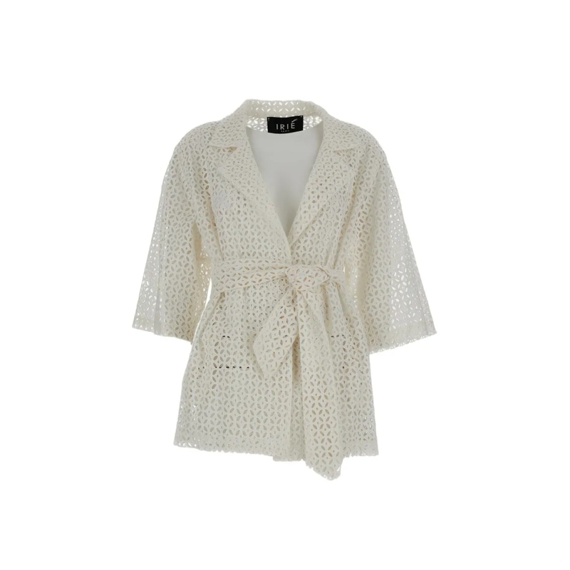 Irie' Veste de transition Structured White Jacket With Front Zipper Closure White