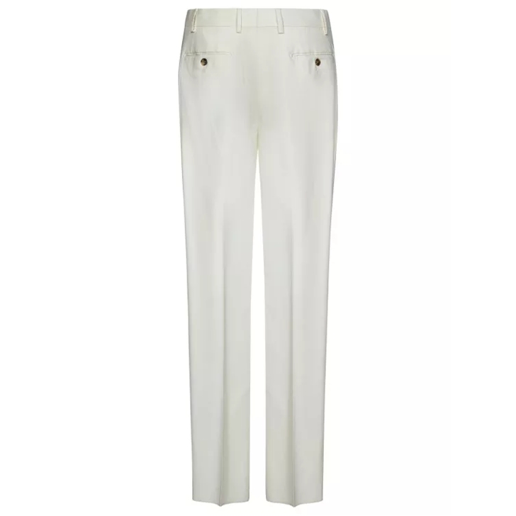 white stretch trousers