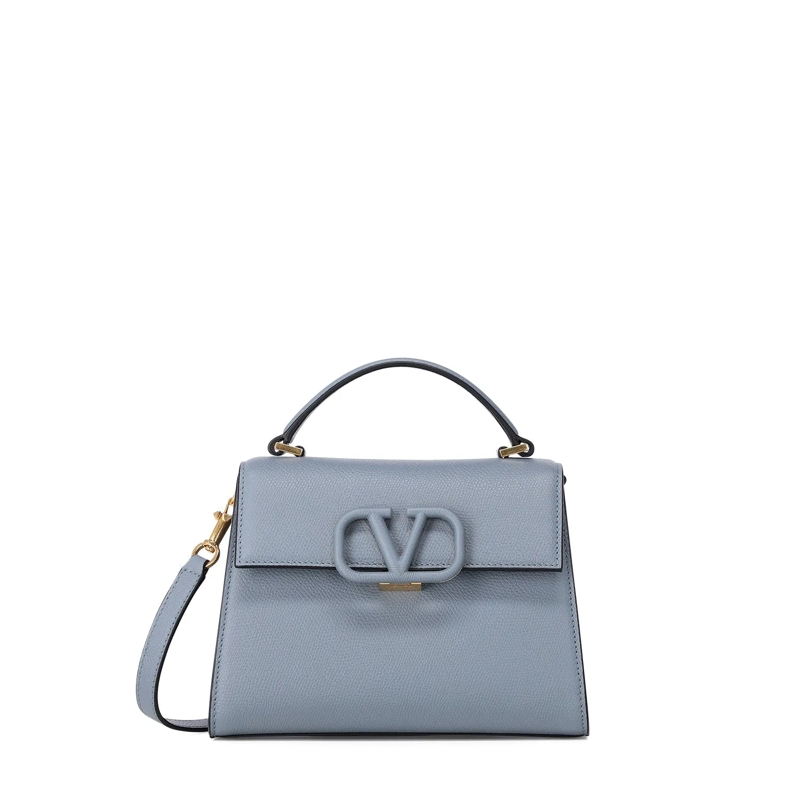 Valentino Garavani Crossbody Bag Kleine Handtasche aus Genarbtem Kalbsleder blau