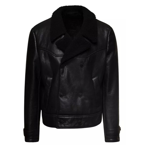 Salvatore Santoro Black Jacket With Shearling Revers And Logo Detail Black 