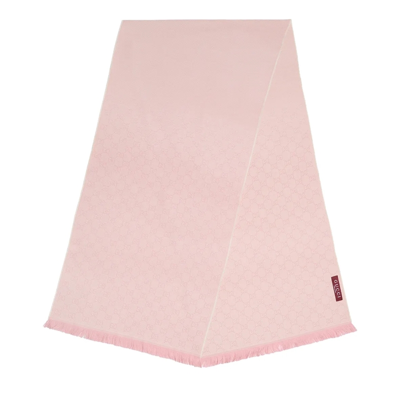 Gucci Wollen Sjaal Supreme Embroidered Wool Scarf Light Pink