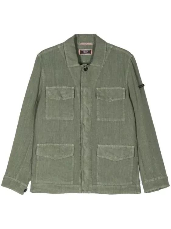 Peserico - Green Four-Pockets Linen Shirt - Größe 52 - gray