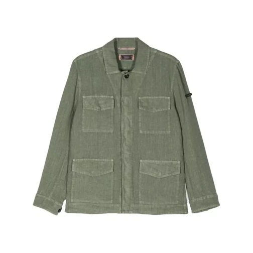 Peserico Green Four-Pockets Linen Shirt Grey 