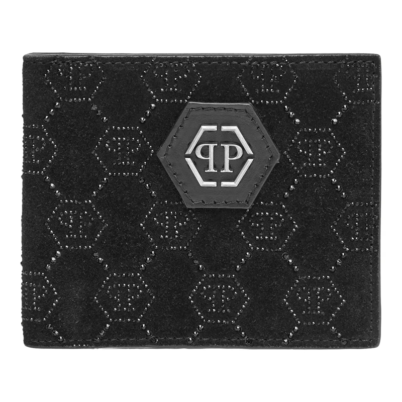 Philipp Plein Geldbörse Französische Brieftasche Monogram Mit Schmuckstein schwarz