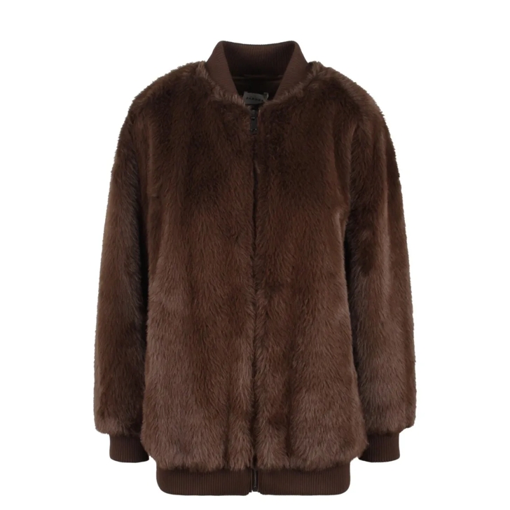 P.A.R.O.S.H. Pathos Faux Fur Bomber Jacket Brown Bomberjacken