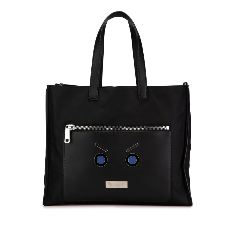 Fendi Fourre-tout Large Nylon Fendi Faces Tote schwarz