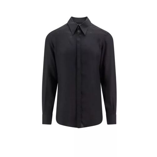 Dolce&Gabbana Silk Shirt With All-Over Monogram Black 