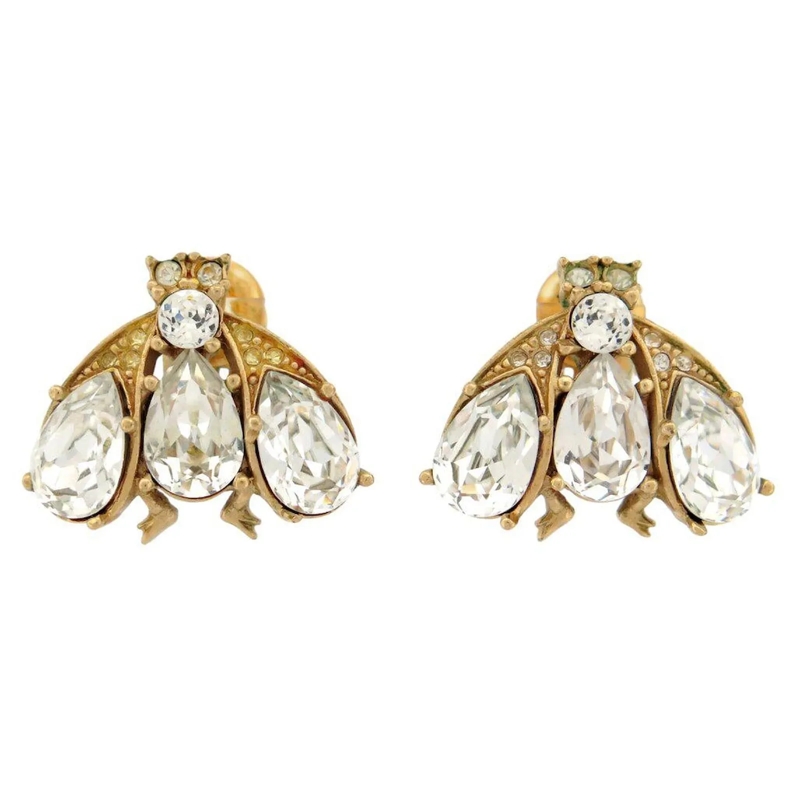 Christian Dior Ohrstecker VINTAGE CHRISTIAN DIOR STRASS GOLDENE BIENEN Ohrri gold