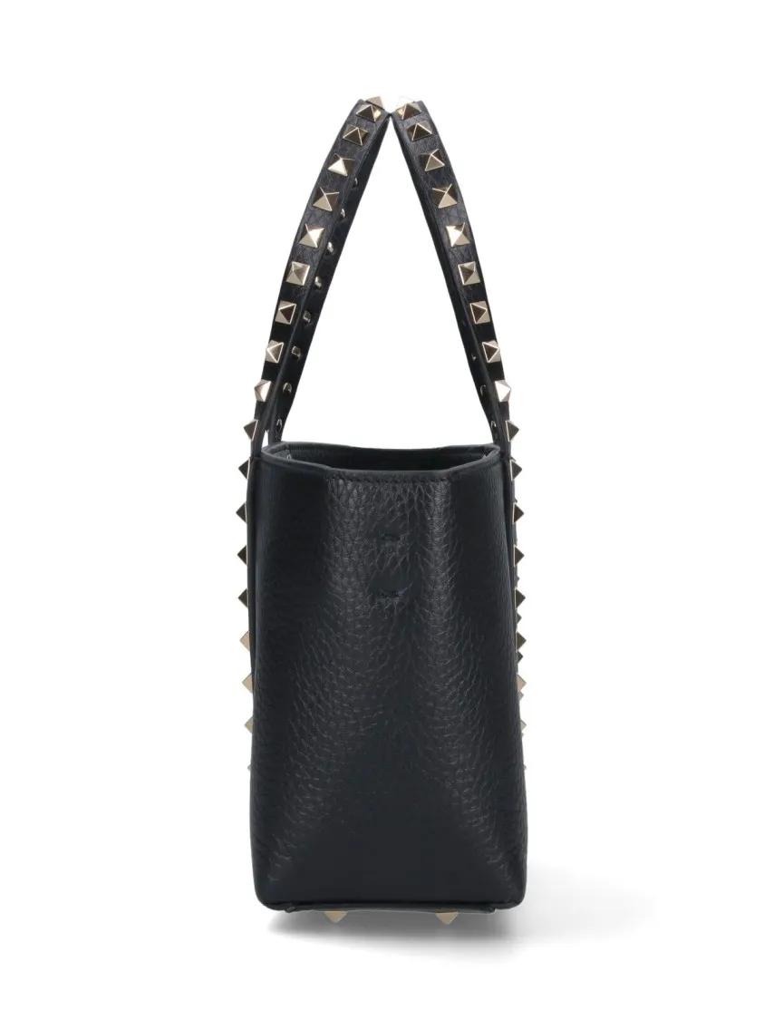Valentino Garavani Shoppers & Totes Small 'Rockstud' Top Handle Bag – Black in zwart