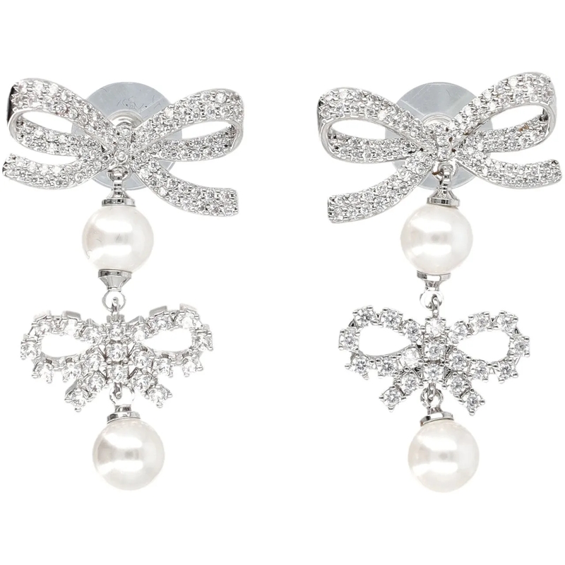Self Portrait Creolen Double Bow Earring Argento silber