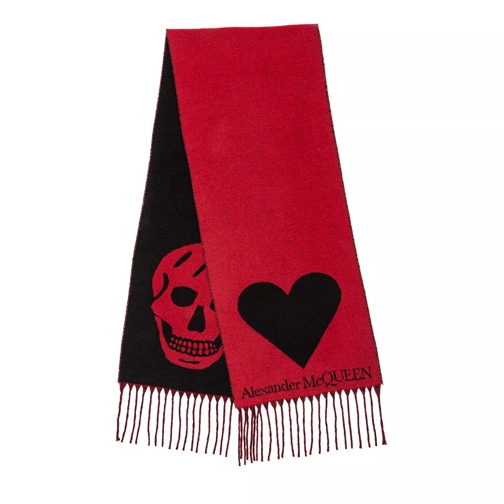 Alexander McQueen Scarf Red Black Sciarpa di lana