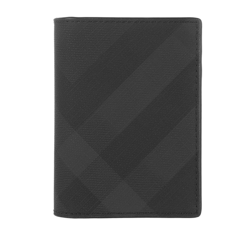 Burberry London Check Folding Card Case Leather Dark  Charcoal Bi-Fold Portemonnaie