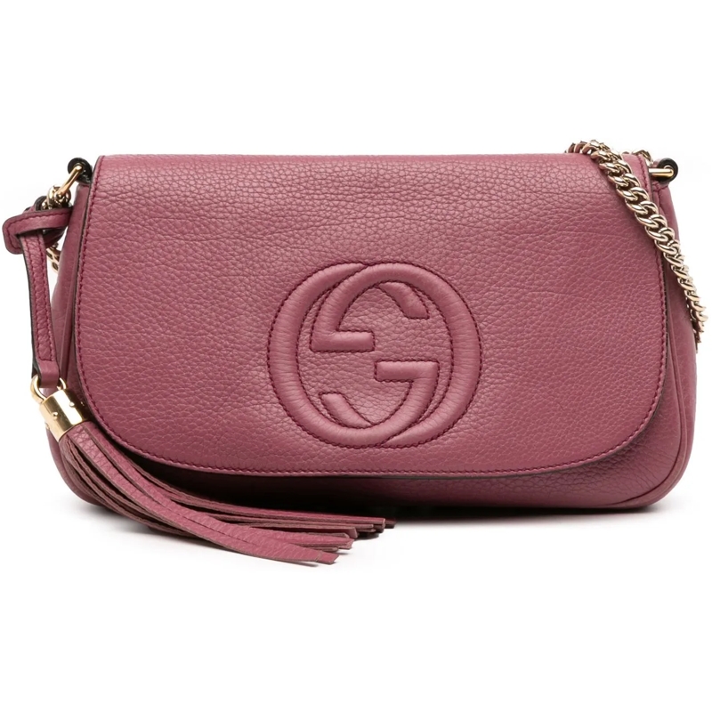 Gucci Schultertasche Medium Leather Soho Chain Flap Crossbody rose