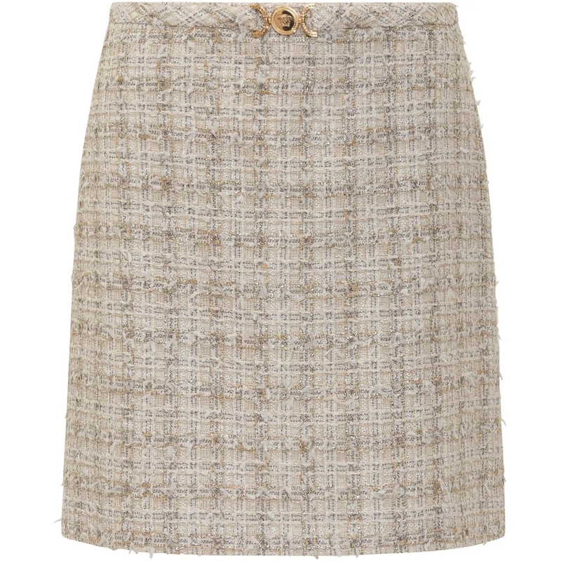 Versace Minijupe Gonna in Tweed weiß