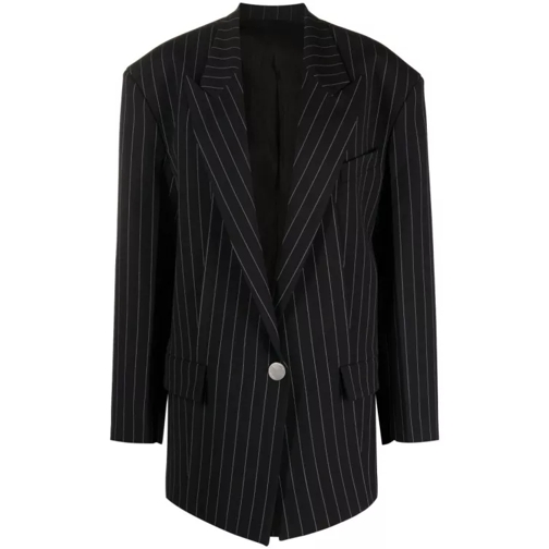 The Attico Glen Pinstripe Single-Breasted Blazer Black 