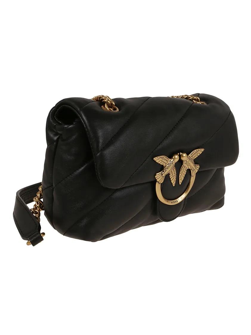 Pinko Hobo bags Love Puff Calfskin Shoulder Bag in zwart