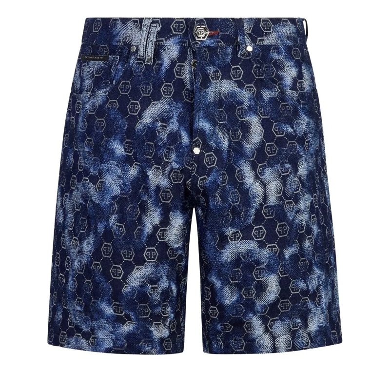 Philipp Plein Shorts Denim Shorts Jacquard Monogram schwarz