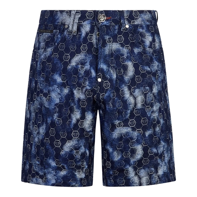 Philipp Plein Shorts Denim Shorts Jacquard Monogram schwarz